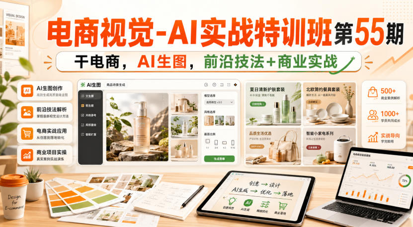 电商视觉-AI实战特训班第55期，干电商，AI生图，前沿技法+商业实战 - 87副业网