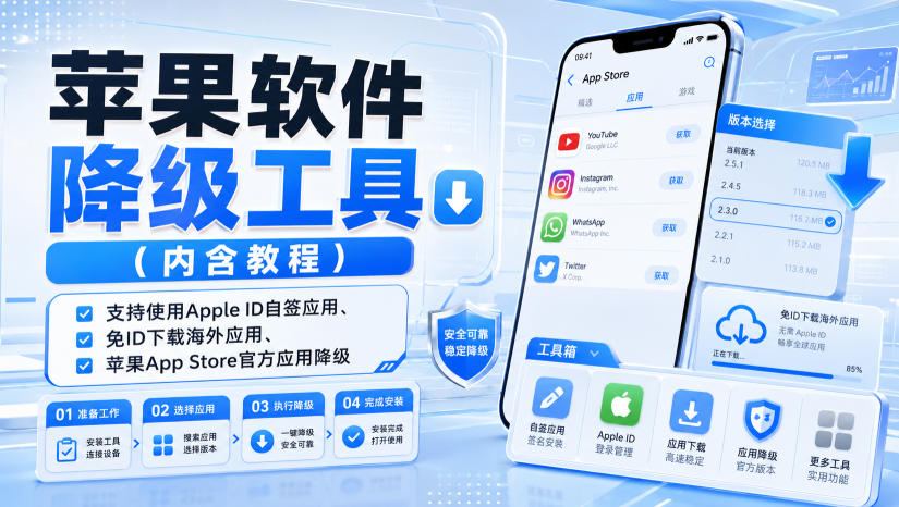 苹果软件降级工具(内含教程)，支持使用Apple ID自签应用、免ID下载海外应用、苹果App Store官方应用降级等 - 87副业网