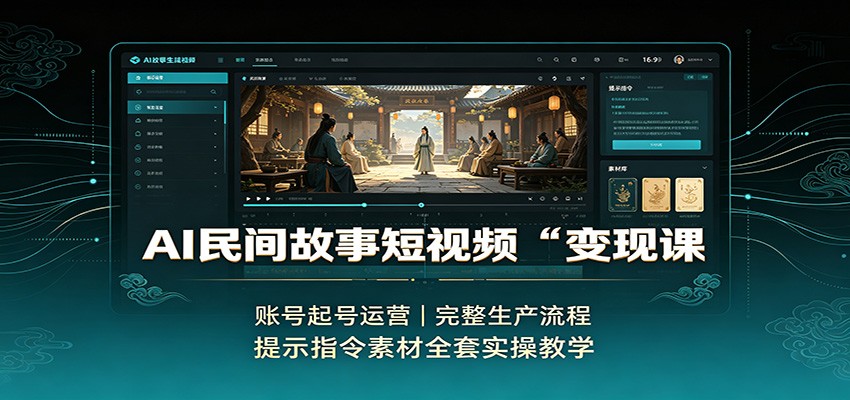 AI民间故事短视频变现课：账号起号运营，完整生产流程，提示指令素材全套实操教学 - 87副业网