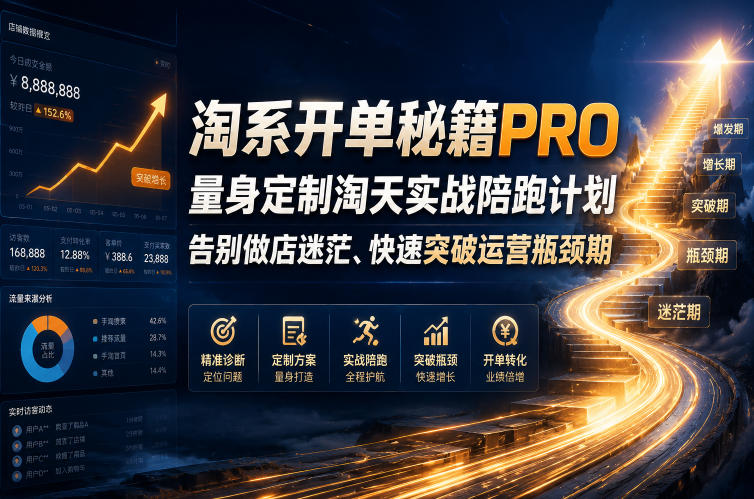 淘系开单秘籍PRO，量身定制淘天实战陪跑计划，告别做店迷茫、快速突破运营瓶颈期(更新260823) - 87副业网