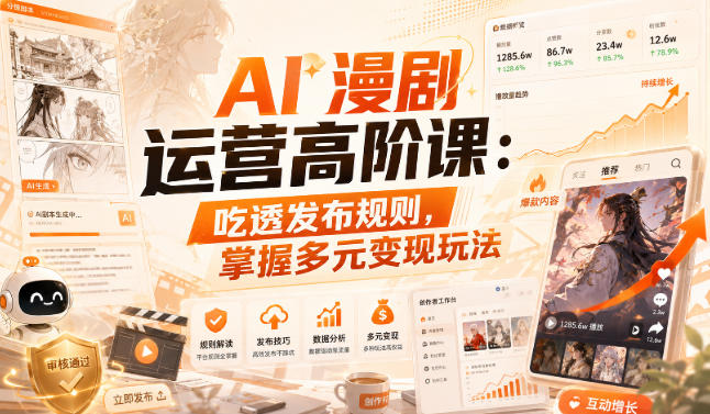 AI漫剧运营高阶课：吃透发布规则，掌握多元变现玩法 - 87副业网