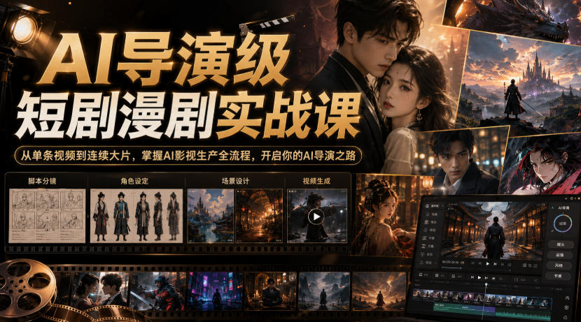 AI导演级短剧漫剧实战课,从单条视频到连续大片,掌握AI影视生产全流程,开启你的AI导演之路!-87副业网 - 互联网副业项目资源分享平台