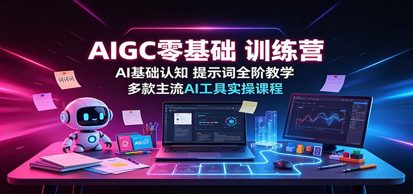 AIGC零基础训练营：AI基础认知，提示词全阶教学，多款主流AI工具实操课程 - 87副业网