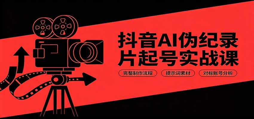 抖音AI伪纪录片起号实战课：完整制作流程，提示词素材，对标账号分析-87副业网 - 互联网副业项目资源分享平台