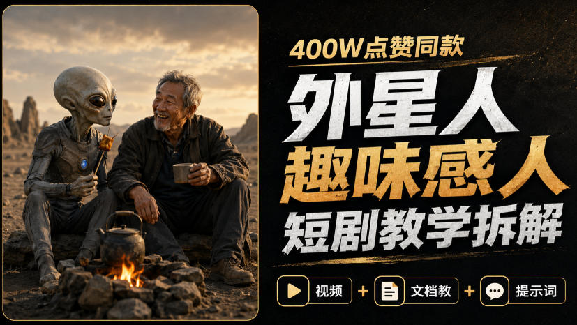 400W点赞同款外星人趣味感人短剧教学拆解，视频+文档教+提示词-87副业网 - 互联网副业项目资源分享平台