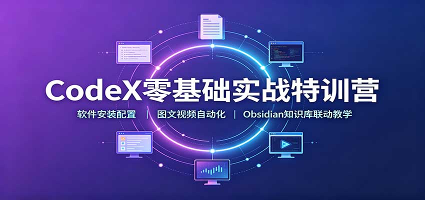 CodeX零基础实战特训营：软件安装配置，图文视频自动化，Obsidian知识库联动教学-87副业网 - 互联网副业项目资源分享平台