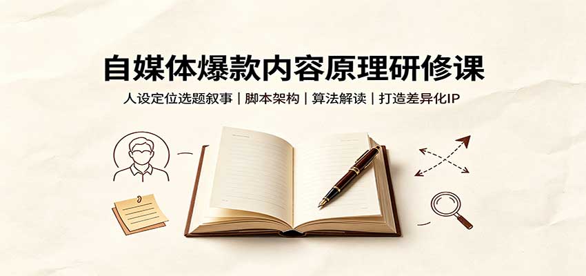 自媒体爆款内容原理研修课：人设定位选题叙事，脚本架构，算法解读打造差异化IP-87副业网 - 互联网副业项目资源分享平台