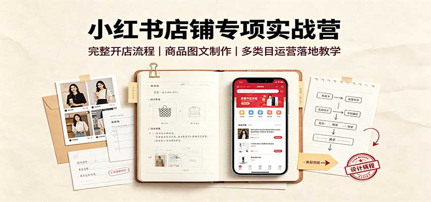 小红书店铺专项实战营：完整开店流程，商品图文制作，多类目运营落地教学 - 87副业网