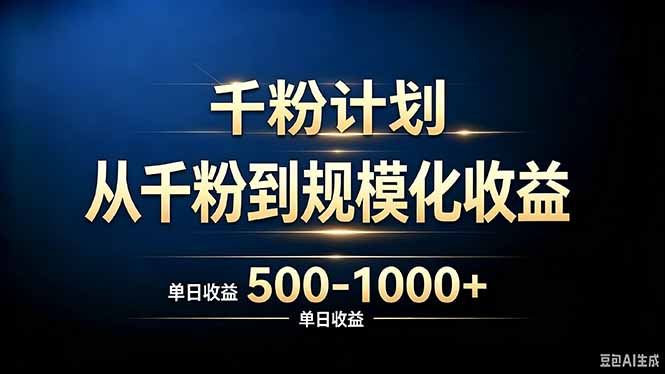 抖音千粉账号计划，从千粉到规模化收益 500-1000+单日收益 - 87副业网