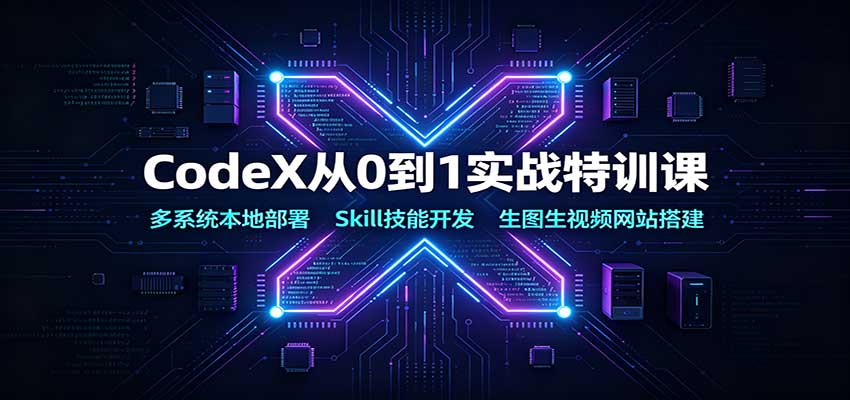 CodeX从0到1实战特训课：多系统本地部署，Skill技能开发，生图生视频网站搭建 - 87副业网