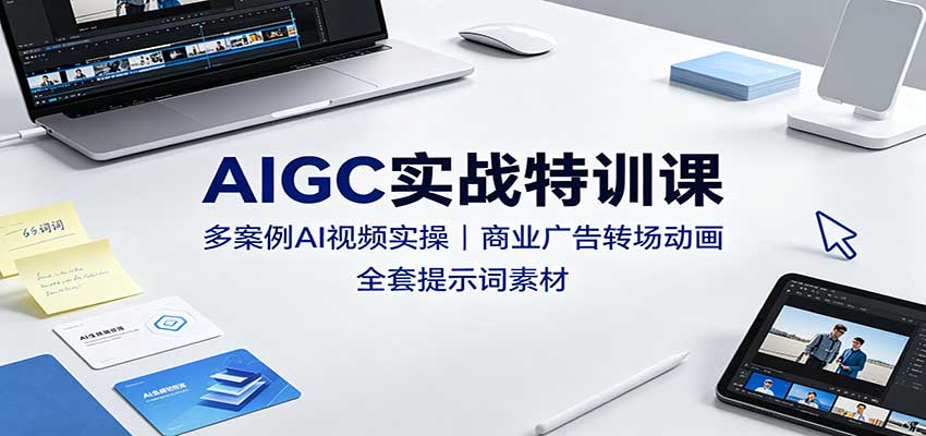 AIGC实战特训课：多案例AI视频实操，商业广告转场动画，全套提示词素材-87副业网 - 互联网副业项目资源分享平台