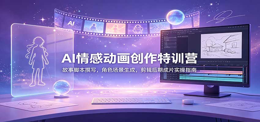 AI情感动画创作特训营：故事脚本撰写，角色场景生成，剪辑后期成片实操指南-87副业网 - 互联网副业项目资源分享平台
