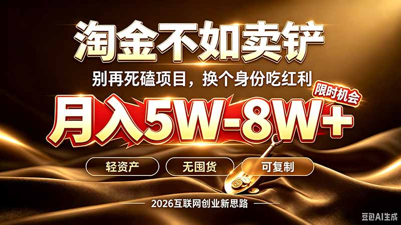 别再傻乎乎埋头跑项目！互联网真正赚钱逻辑：做卖铲人，拒绝当韭菜，逆风翻盘月入5-8W+ - 87副业网
