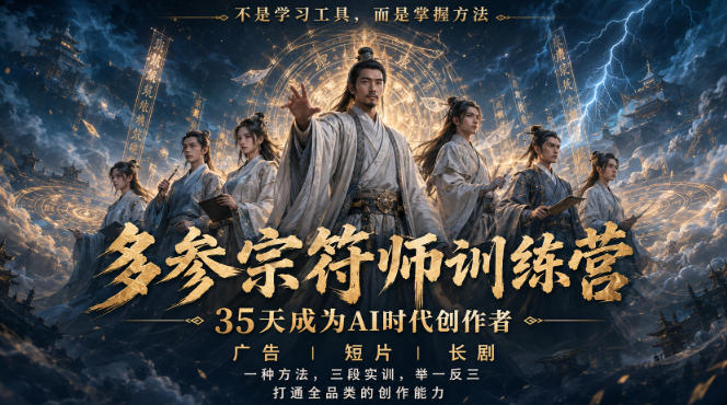 多参宗符师训练营，35天成为AI时代创作者，广告|短片|长剧，一种方法，三段实训，举一反三，打通全品类的创作能力 - 87副业网