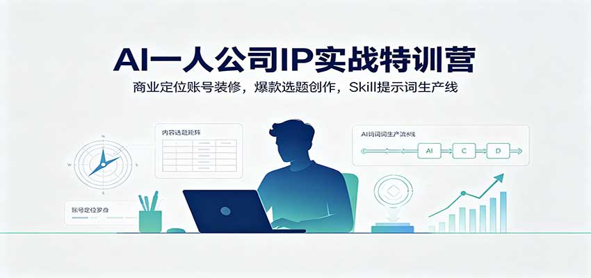 AI一人公司IP实战特训营：商业定位账号装修，爆款选题创作，Skill提示词生产线-87副业网 - 互联网副业项目资源分享平台