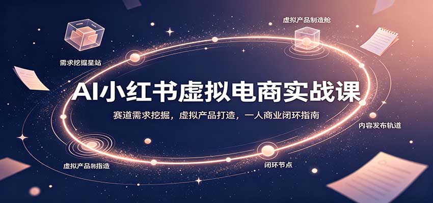 AI小红书虚拟电商实战课：赛道需求挖掘，虚拟产品打造，一人商业闭环指南 - 87副业网