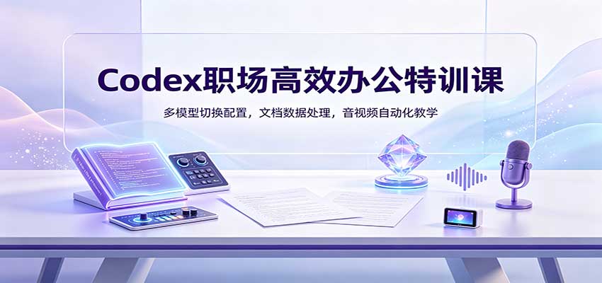 Codex职场高效办公特训课：多模型切换配置，文档数据处理，音视频自动化教学-87副业网 - 互联网副业项目资源分享平台