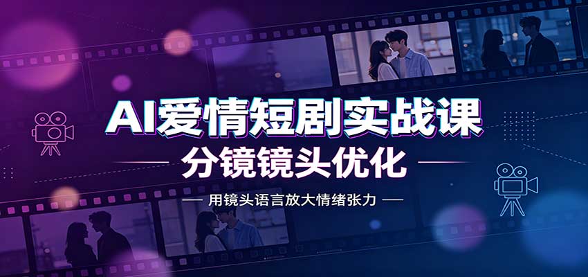 AI爱情短剧实战课：故事剧本创作，分镜镜头优化，智能体提示词-87副业网 - 互联网副业项目资源分享平台