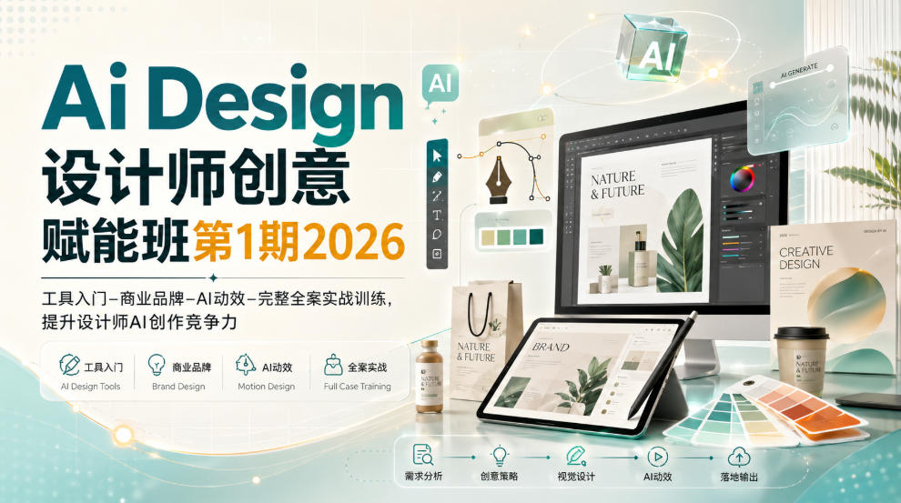 Ai Design设计师创意赋能班第1期2026｜工具入门‑商业品牌‑AI动效‑完整全案实战训练，提升设计师AI创作竞争力 - 87副业网