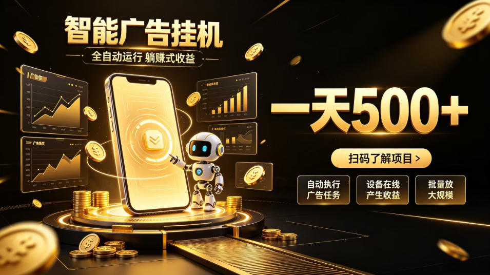 智能广告挂G项目，无需人工值守，全自动躺賺增收，单日收益可达500+【揭秘】 - 87副业网