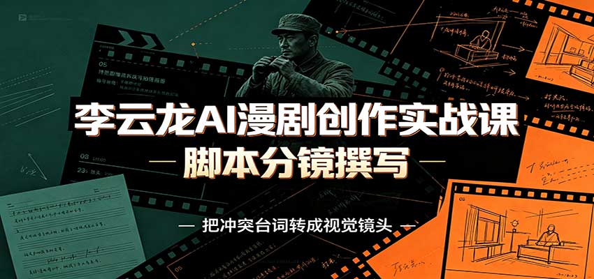 李云龙AI漫剧创作实战课：角色人设还原，脚本分镜撰写，AI漫剧成片完整制作教学-87副业网 - 互联网副业项目资源分享平台