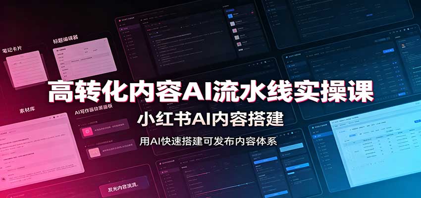 高转化内容AI流水线实操课：小红书AI内容搭建，Skill工具配置，转化内容生产 - 87副业网