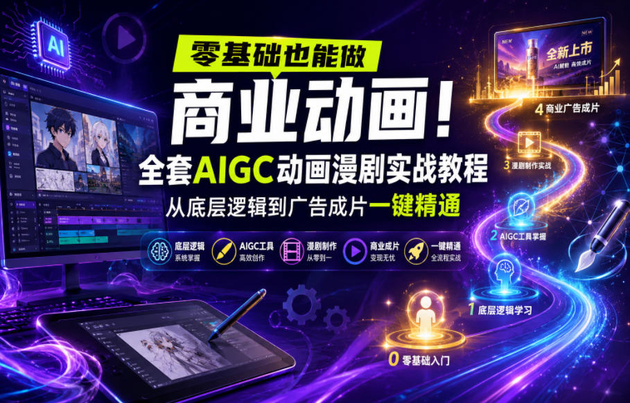 零基础也能做商业动画！全套AIGC动画漫剧实战教程，从底层逻辑到广告成片一键精通(更新0905) - 87副业网