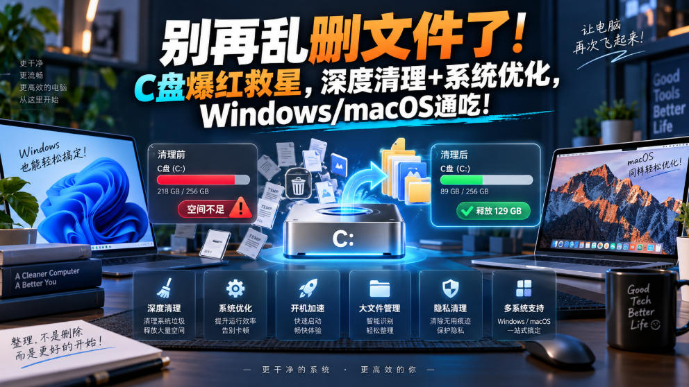 别再乱删文件了！C盘爆红救星，深度清理+系统优化，Windows/macOS通吃！ - 87副业网