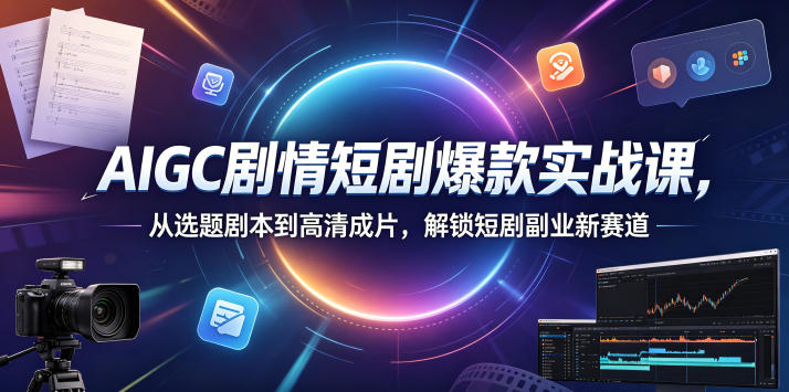 AIGC剧情短剧爆款实战课，从选题剧本到高清成片，解锁短剧副业新赛道(更新0906) - 87副业网