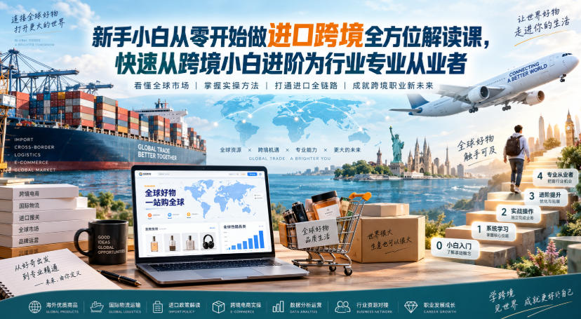 新手小白从零开始做进口跨境全方位解读课，快速从跨境小白进阶为行业专业从业者 - 87副业网