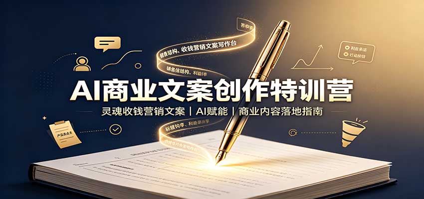 AI商业文案创作特训营：灵魂收钱营销文案，AI赋能，商业内容落地指南-87副业网 - 互联网副业项目资源分享平台