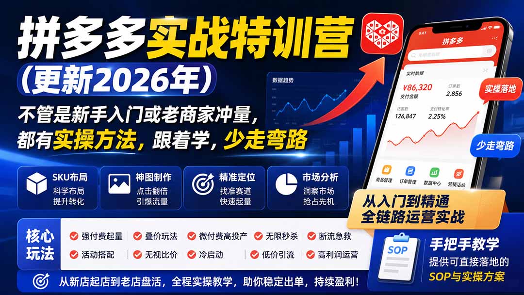 拼多多实战特训营(更新26年9月-87副业网 - 互联网副业项目资源分享平台