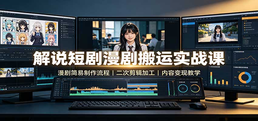解说短剧漫剧搬运实战课：漫剧简易制作流程，二次剪辑加工，内容变现教学-87副业网 - 互联网副业项目资源分享平台