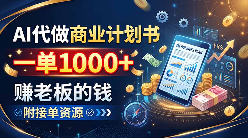AI代做商业计划书，一单1000+，赚老板的钱，附接单资源-87副业网 - 互联网副业项目资源分享平台