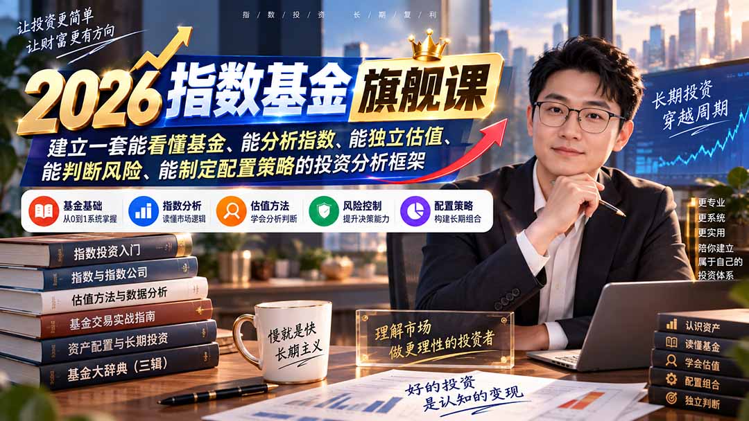 2026指数基金旗舰课|建立一套能看懂基金、能分析指数、能独立估值、能判断风险、能制定配置策略的投资分析框架-87副业网 - 互联网副业项目资源分享平台