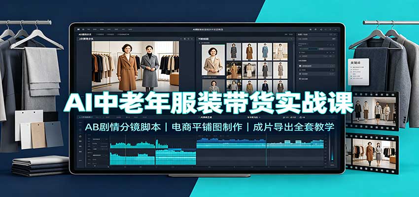 AI中老年服装带货实战课：AB剧情分镜脚本，电商平铺图制作，成片导出全套教学-87副业网 - 互联网副业项目资源分享平台