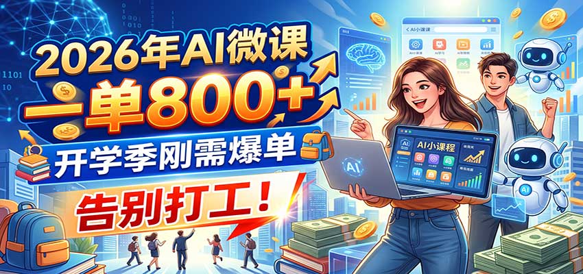 2026年AI微课，一单800+，开学季刚需爆单，告别打工！-87副业网 - 互联网副业项目资源分享平台