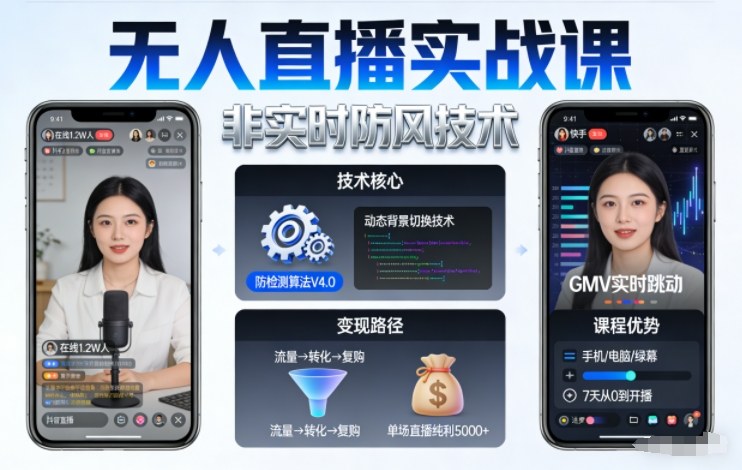 宝子哥无人直播实战课，非实时防风技术，聚焦抖音快手等平台直播带货，轻松开启直播变现之路(更新260908)-87副业网 - 互联网副业项目资源分享平台