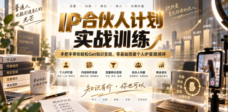 IP合伙人计划实战训练,手把手带你轻松Get知识变现,零基础搭建个人IP变现闭环(更新260908)-87副业网 - 互联网副业项目资源分享平台