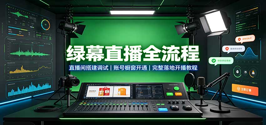 绿幕直播全流程：直播间搭建调试，账号橱窗开通，完整落地开播教程-87副业网 - 互联网副业项目资源分享平台