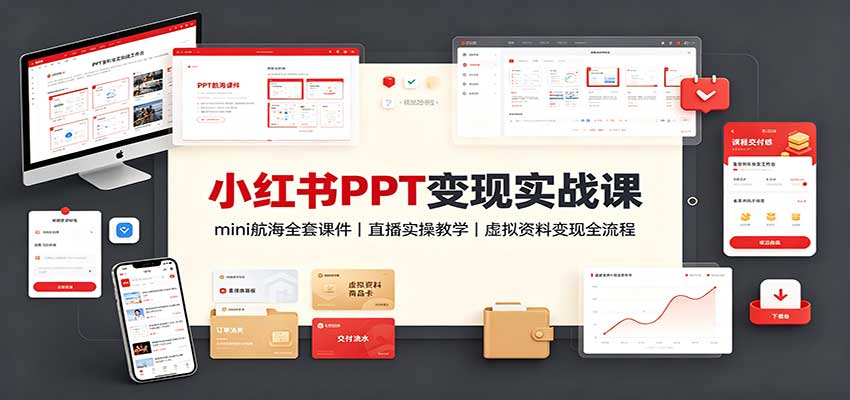 小红书PPT变现实战课：mini航海全套课件+直播实操教学，虚拟资料变现全流程-87副业网 - 互联网副业项目资源分享平台