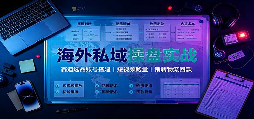 海外私域操盘实战：赛道选品账号搭建，短视频跑量，销转物流回款-87副业网 - 互联网副业项目资源分享平台