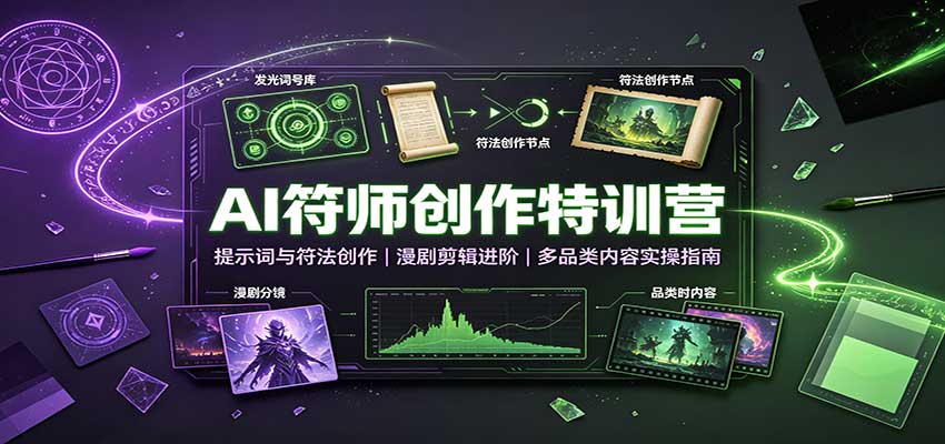 AI符师创作特训营：提示词与符法创作，漫剧剪辑进阶，多品类内容实操指南-87副业网 - 互联网副业项目资源分享平台