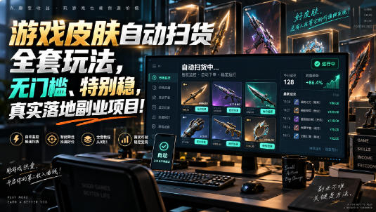 游戏皮肤自动扫货全套玩法,无门槛、特别稳,真实落地副业项目!【揭秘】-87副业网 - 互联网副业项目资源分享平台