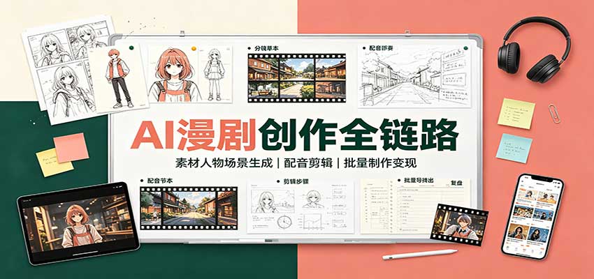 AI漫剧创作全链路：素材人物场景生成，配音剪辑，批量制作变现-87副业网 - 互联网副业项目资源分享平台