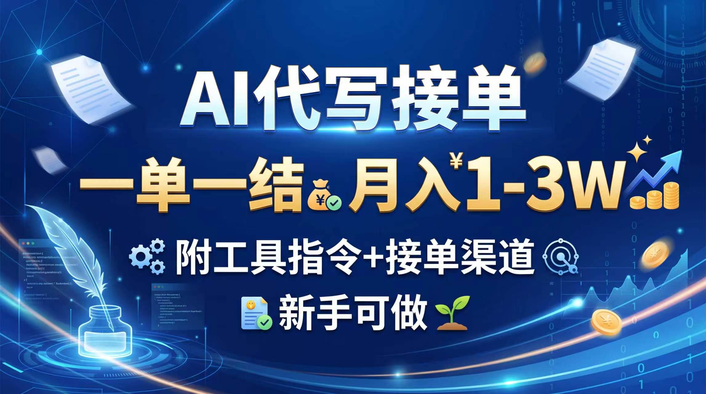 AI代写接单，一单一结，月入1-3W，附工具指令+接单渠道，新手可做-87副业网 - 互联网副业项目资源分享平台