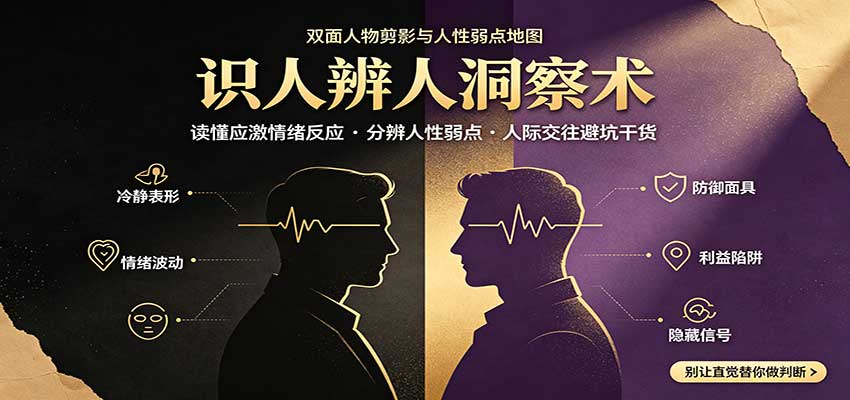 识人辨人终极心法：读懂应激情绪反应，分辨人性弱点，人际交往避坑干货-87副业网 - 互联网副业项目资源分享平台