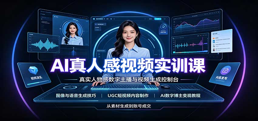 AI真人感视频实训课：图像语音生成，UGC内容制作，AI数字博主变现教程-87副业网 - 互联网副业项目资源分享平台