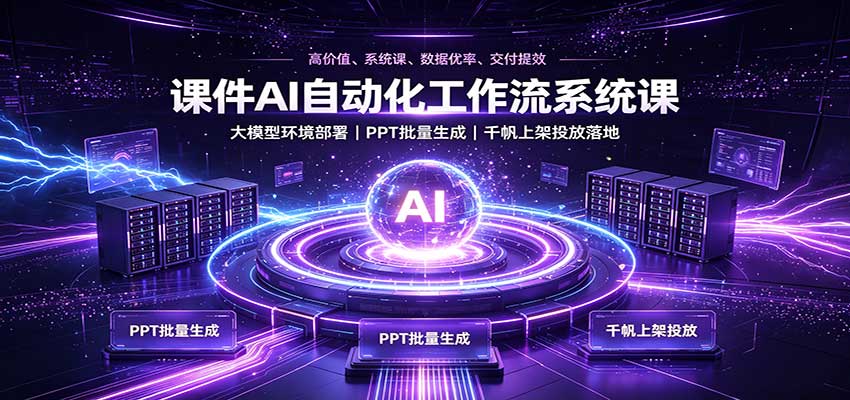课件AI自动化工作流系统课：大模型环境部署，PPT批量生成，千帆上架投放落地-87副业网 - 互联网副业项目资源分享平台