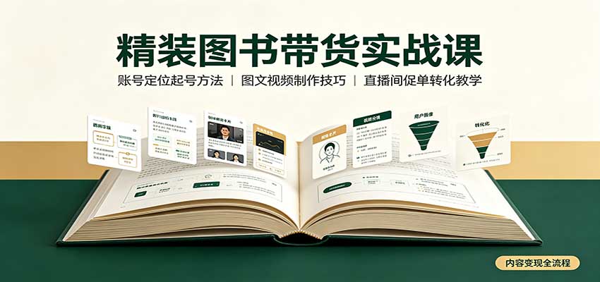 精装图书带货实战课：账号定位起号方法，图文视频制作，促单转化教学-87副业网 - 互联网副业项目资源分享平台